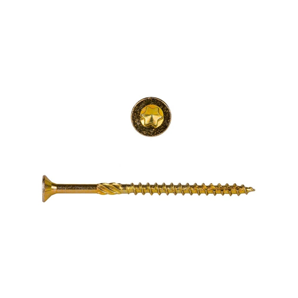 Изображение товара Саморез конструкционный самозенкующий Стройметиз 6x100 потай, Torx, желтый цинк, 50 шт. коробка U20241111006