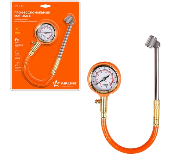 Изображение товара Стрелочный профессиональный манометр Airline 10 АТМ APR-M-03