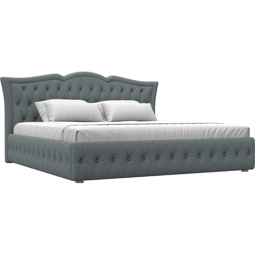 Изображение товара Интерьерная кровать Лига диванов Герда 200 рогожка Амур серый 200x200 см стиль Современный