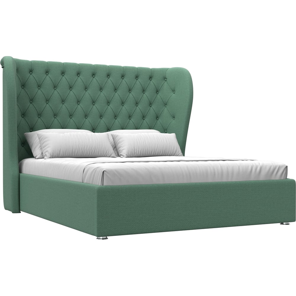 Изображение товара Интерьерная кровать Лига диванов Далия 160 рогожка Амур зеленый - современная кровать для спальни