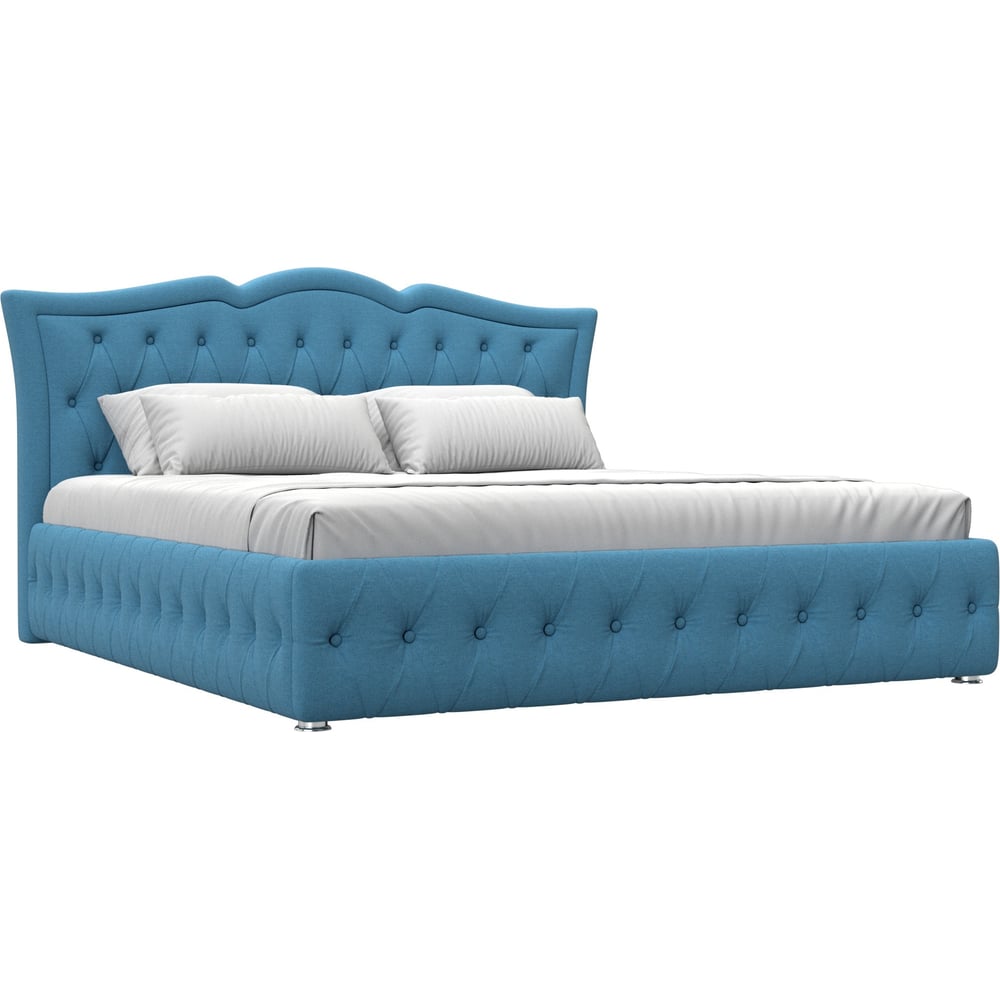 Изображение товара Интерьерная кровать Лига диванов Герда 180 рогожка голубой с ящиком и подъемным механизмом