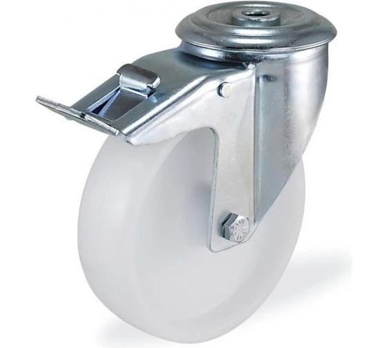 Изображение товара Поворотная колесная опора из нержавеющей стали под болт с тормозом KAMA 100 мм, K-S-3300-MMB-100-F18