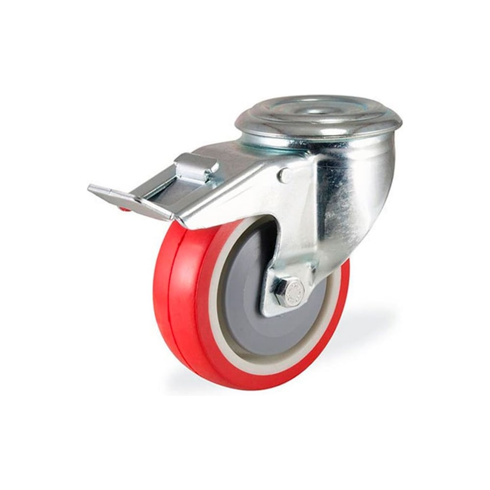 Изображение товара Поворотная колесная опора KAMA 3300-PUR-100-F18 с передним тормозом Изображение товара Поворотная колесная опора KAMA 3300-PUR-100-F18 с передним тормозом