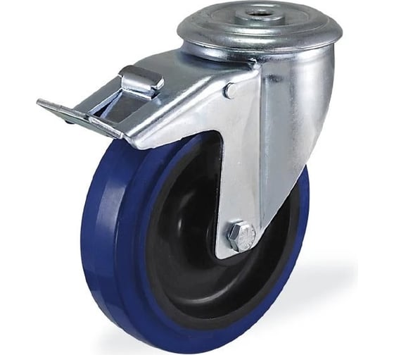 Изображение товара Поворотная колесная опора под болт с тормозом KAMA 100 мм, 3300-PRS-100-F18