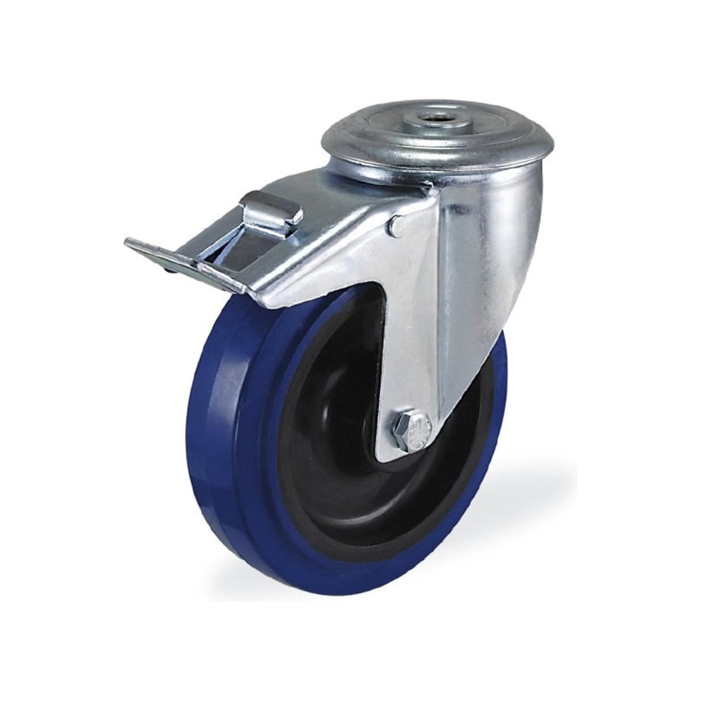 Изображение товара Поворотная колесная опора под болт с тормозом KAMA 80 мм модель K-3300-PRS-080-F18