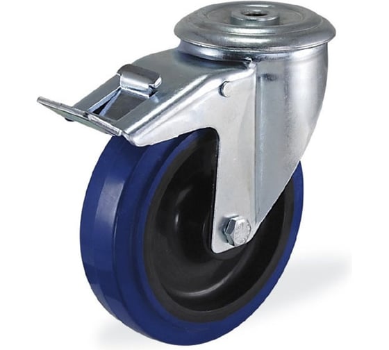 Изображение товара Поворотная колесная опора под болт с тормозом KAMA,80 мм, K-3300-PRS-080-F18