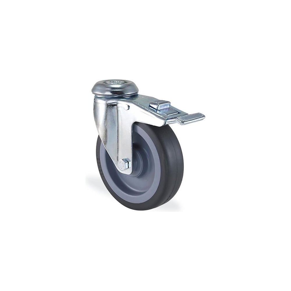 Изображение товара Поворотная колесная опора KAMA 150 мм с передним тормозом и подшипником скольжения