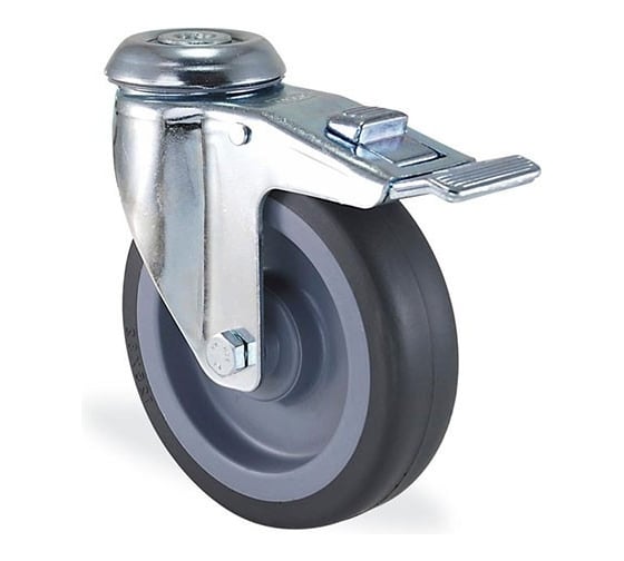 Изображение товара Поворотная колесная опора под болт с тормозом KAMA,150 мм, 2800-MTB-150-F18