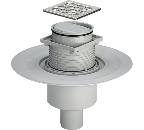 Изображение товара Трап для ванн вертик. VIEGA ф50, регулируемый с рамкой из нерж. стали, с сухим затвором 4936.3 617271