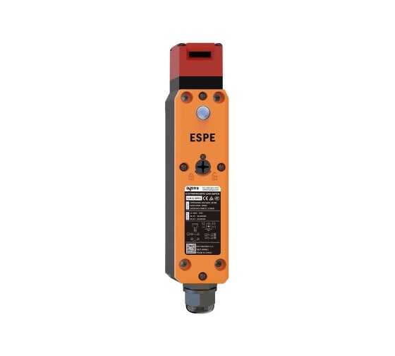 Изображение товара Замок безопасности ESPE SLM11-MME2-B, Корпус полиамид 66, Электр блок 24В / Мех разблок, 2НЗ / 1НЗ / 1НО, Головка металл, к/ввод M20, разбл.сзади-есть, 08-00022623