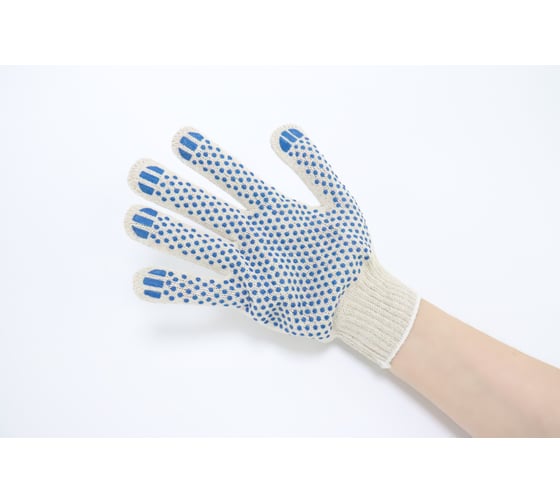 Изображение товара Перчатки ACG хлопок, 4 нити, белые с ПВХ, 10 класс, 5 пар/упак 1010838