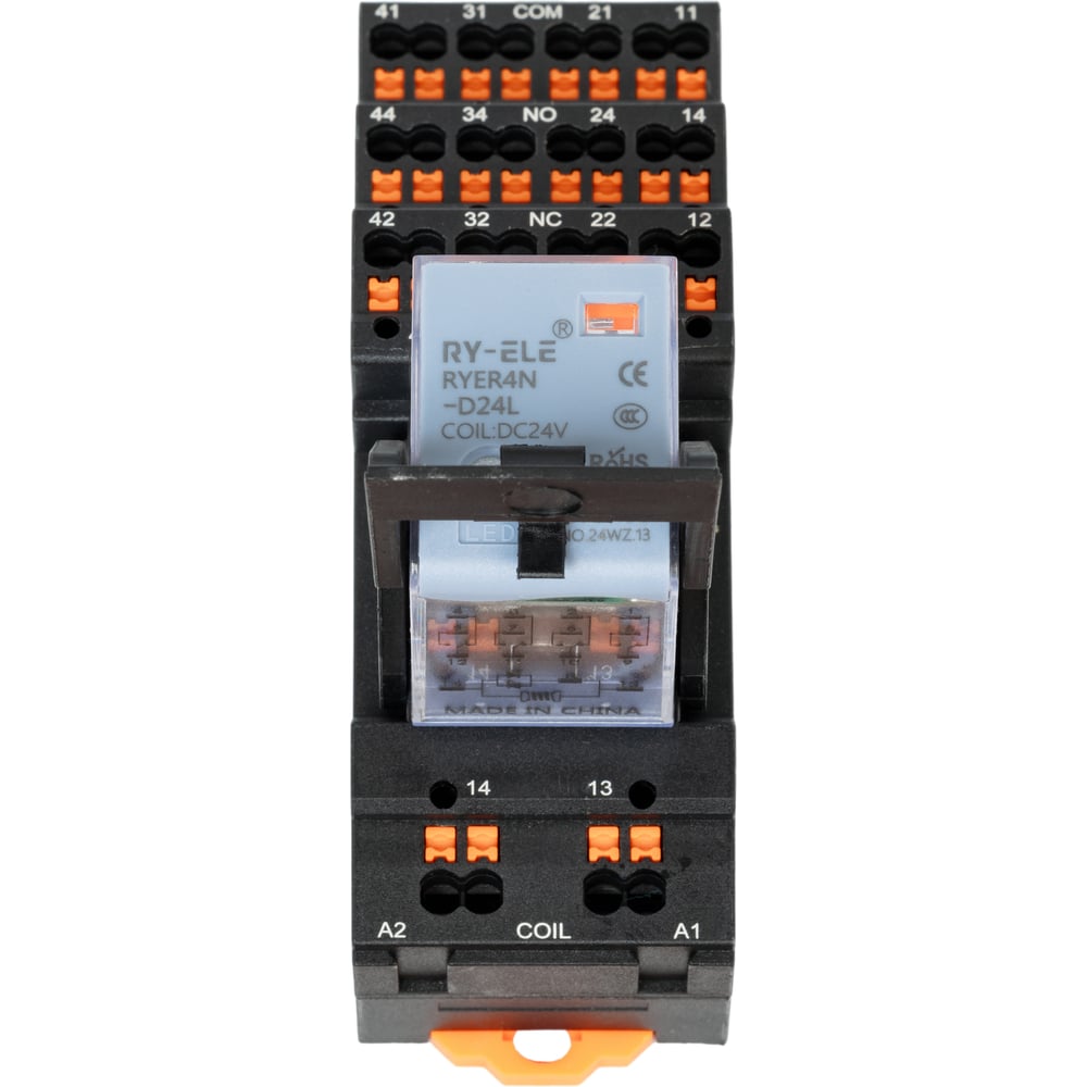 Изображение товара Четырехконтактный релейный модуль CONTA CR-024-4FC 24V DC на DIN-рейку