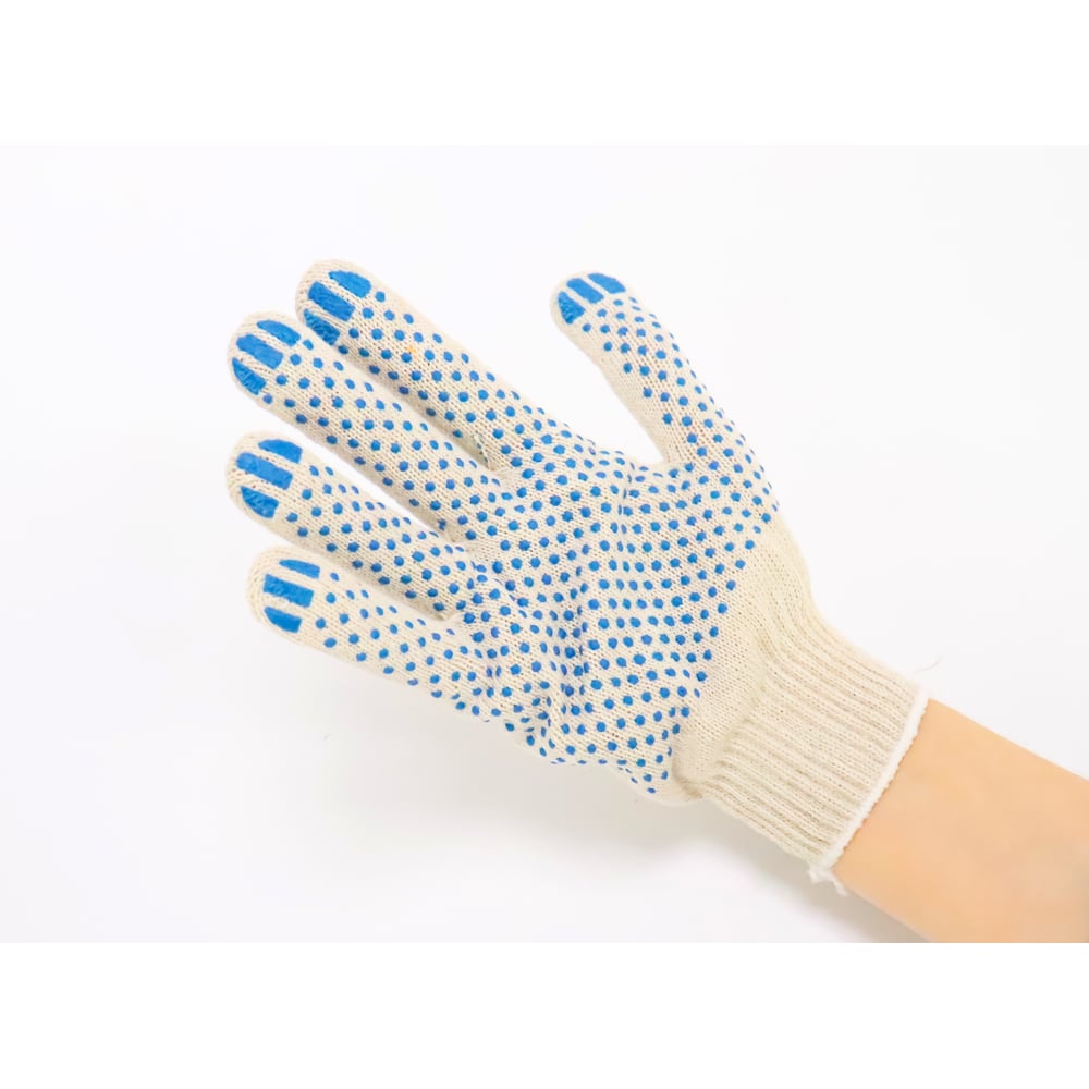 Изображение товара Перчатки х/б с ПВХ, 3 нити, белые, 5 пар