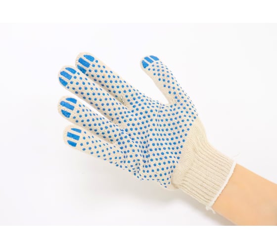 Изображение товара Перчатки ACG х/б, 3 нити, белые с ПВХ, 5 пар 1000296