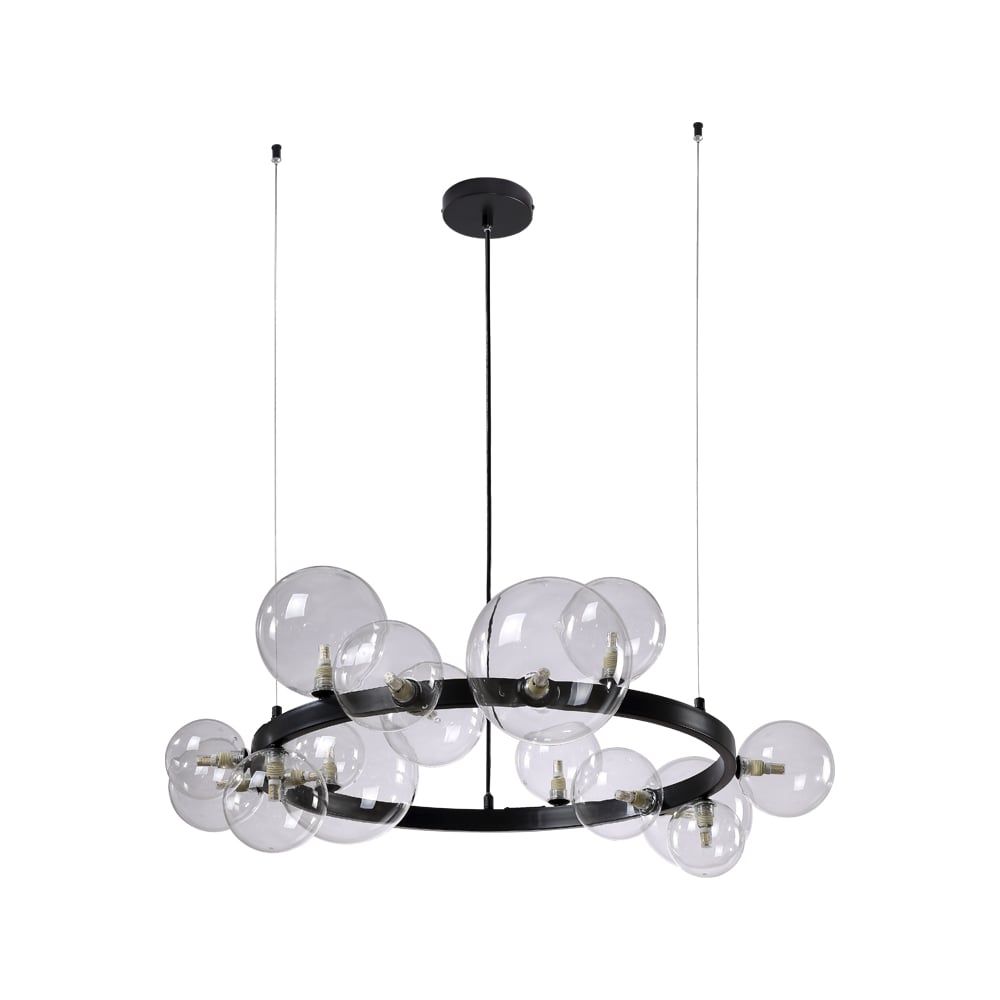 Изображение товара Подвесная люстра Crystal lux AGATA SP15 V2 BLACK/TRANSPARENTE 15 ламп современный дизайн