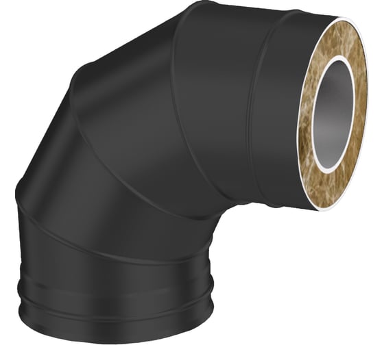 Изображение товара Колено сэндвича МЕТАЛЛИК И КО 90 градусов, 200x115 мм, Оц 0.50 AISI 430 0.80 (КОНДЕНСАТ) (RAL 9005) О0000113142