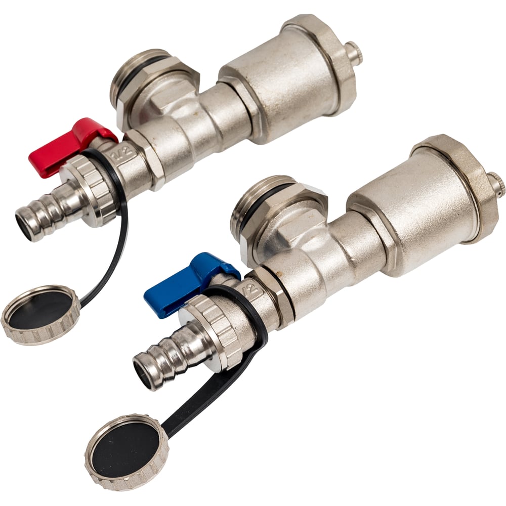 Изображение товара Тройник коллекторный Gappo со сливным клапаном и воздухоотводчиком 1 дюйм