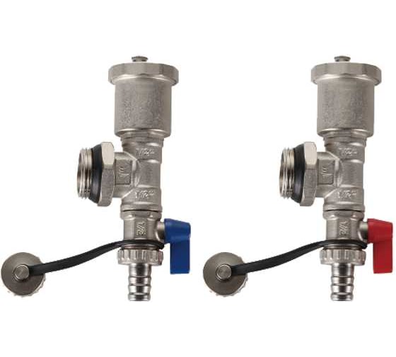 Изображение товара Тройник коллекторный со сливным клапаном и воздухоотводчиком Gappo пара. в комплекте 1" G435.06