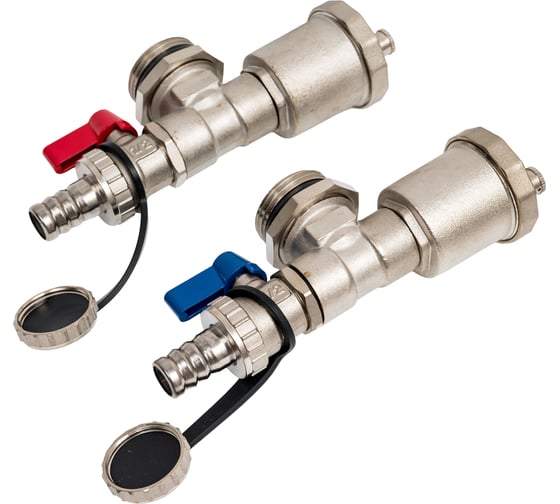 Изображение товара Тройник коллекторный со сливным клапаном и воздухоотводчиком Gappo пара. в комплекте 1" G435.06