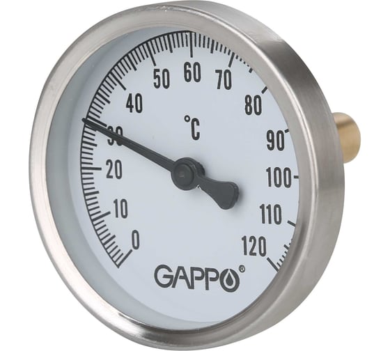 Изображение товара Термометр биметаллический с погружной гильзой Gappo 1/2" x 0-120℃ (уп. из 5 шт.) G1474