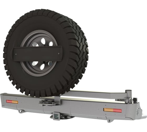 Изображение товара Бампер силовой задний STC Mitsubishi L200 2006-2013 с квадратом под фаркоп, кронштейном крепления запасного колеса по центру кронштейном крепления гос номера и дублирующими фонарями STC-ML200/06-BR-C1-L1