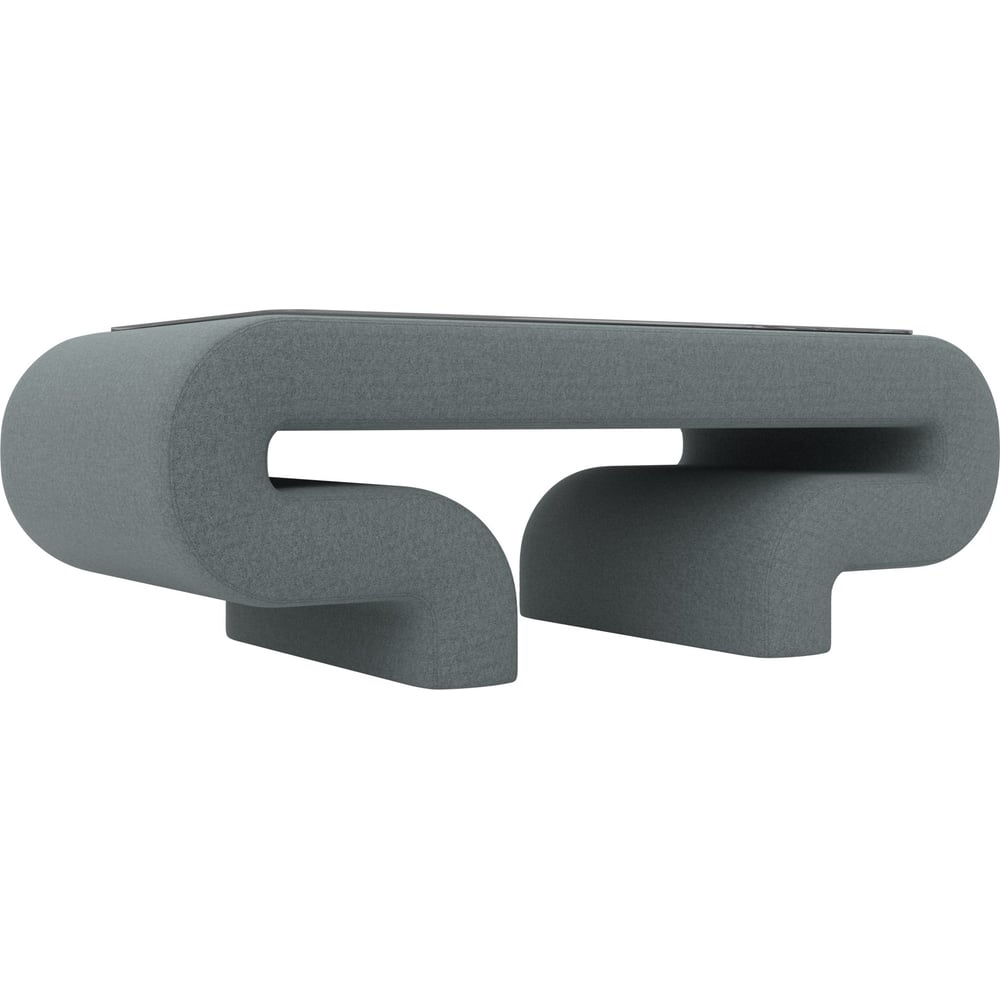 Изображение товара Стол Лига диванов Волна рогожка Амур серый придиванный стекло хай-тек