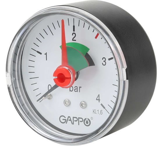 Изображение товара Манометр аксиальный с указателем предела Gappo 1/4" x 4 бара (уп. из 10 шт.) G1471.4