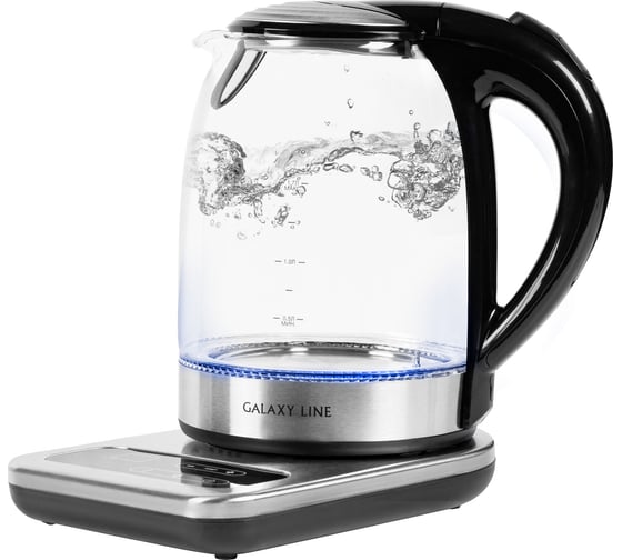 Изображение товара Чайник электрический Galaxy LINE GL 0593, черный, стекло, 2200 Вт, 1,7 л, 7010105930
