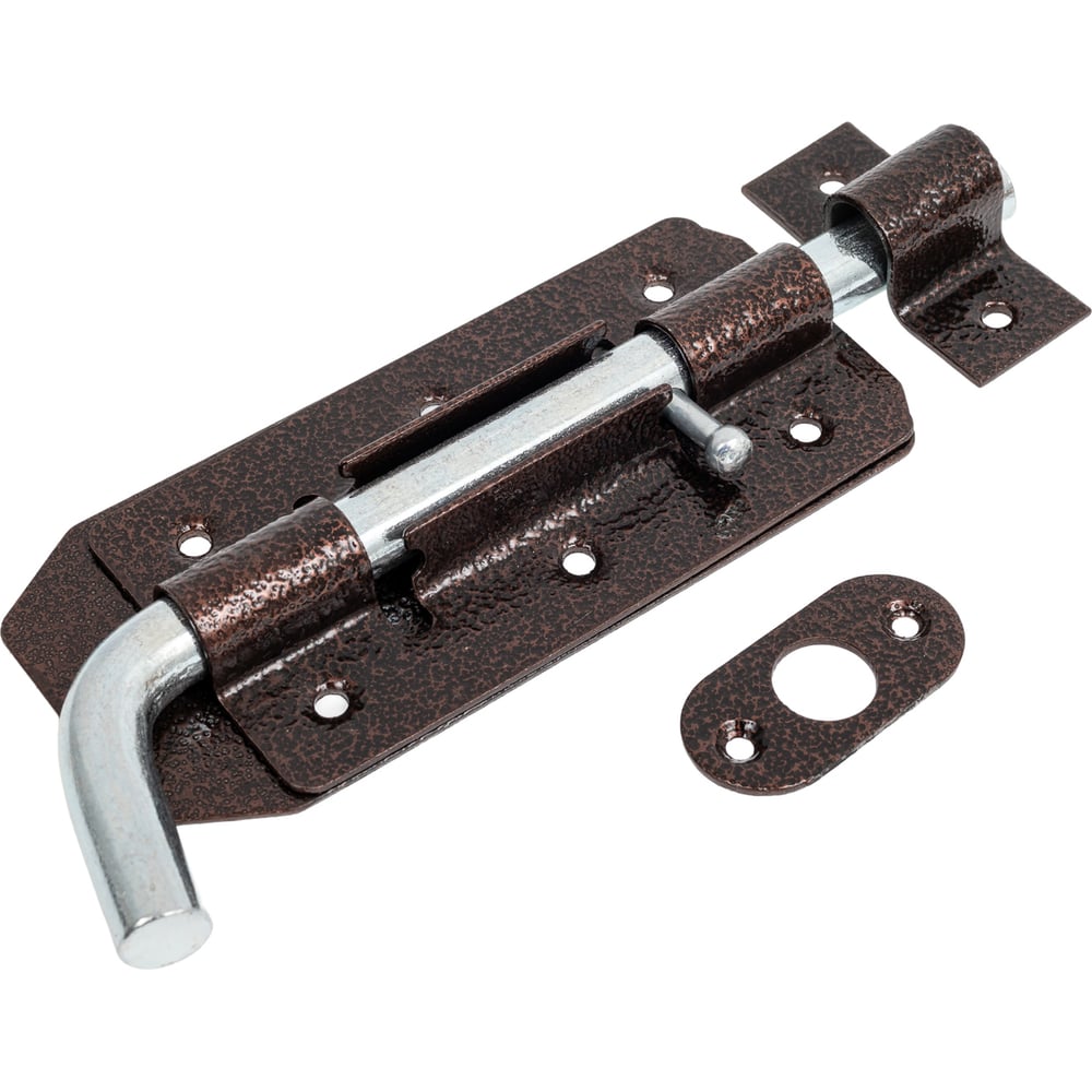 Изображение товара Засов накладной Дверной страж Гаражный медный с круглым ригелем