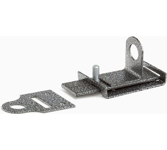 Изображение товара Засов накладной Дверной страж Универсальный с проушинами, серебро, с плоским ригелем г.С-Пб L-103 мм Д865