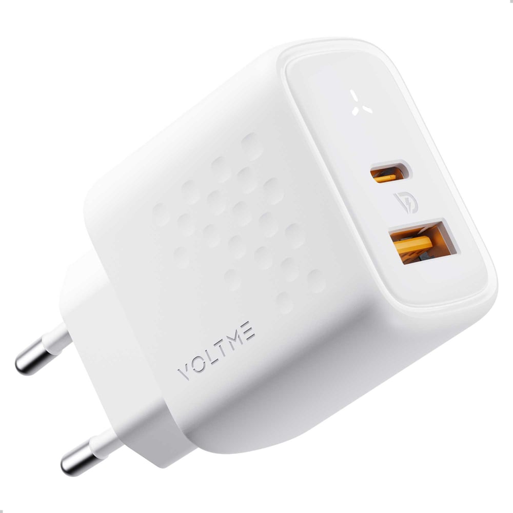 Изображение товара Быстрозарядный сетевой адаптер VOLTME Revo 45CA Duo USB-C+USB-A 45W GaN белый
