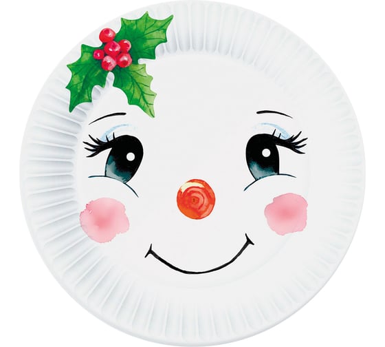 Изображение товара Набор бумажных тарелок ND Play Снеговички, 6шт, d=230мм 314043