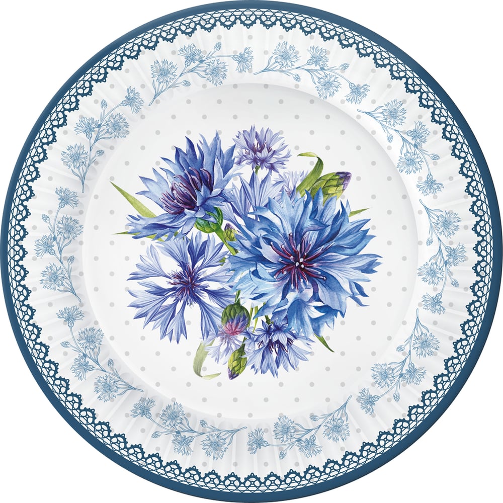 Изображение товара Набор бумажных тарелок ND Play Букет васильков, в т/у пленке, 6шт, d=230мм 312691