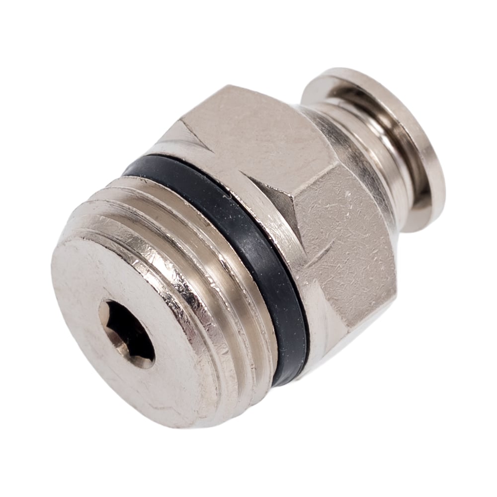 Изображение товара Штуцер BTI прямой трубка-резьба П 6-3/8 10006 - надежный соединитель из никелированной латуни