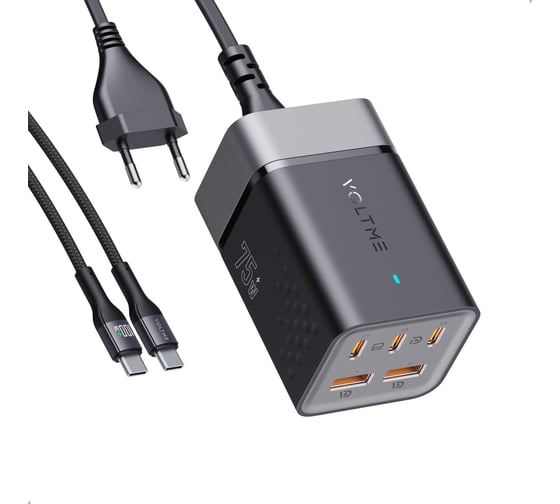 Изображение товара СЗУ VOLTME VITO 75 EzTravel Desktop Charger 5 in 1, GaN, 75W, PD3.0, QC4+, черный F4018