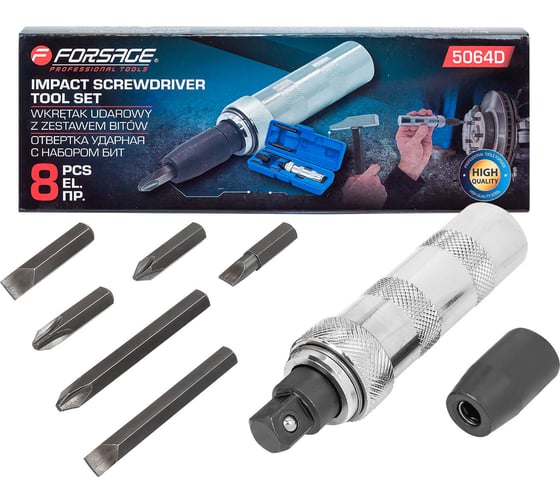 Изображение товара Отвертка ударная с набором бит Forsage 8 предметов F-5064D(60932)