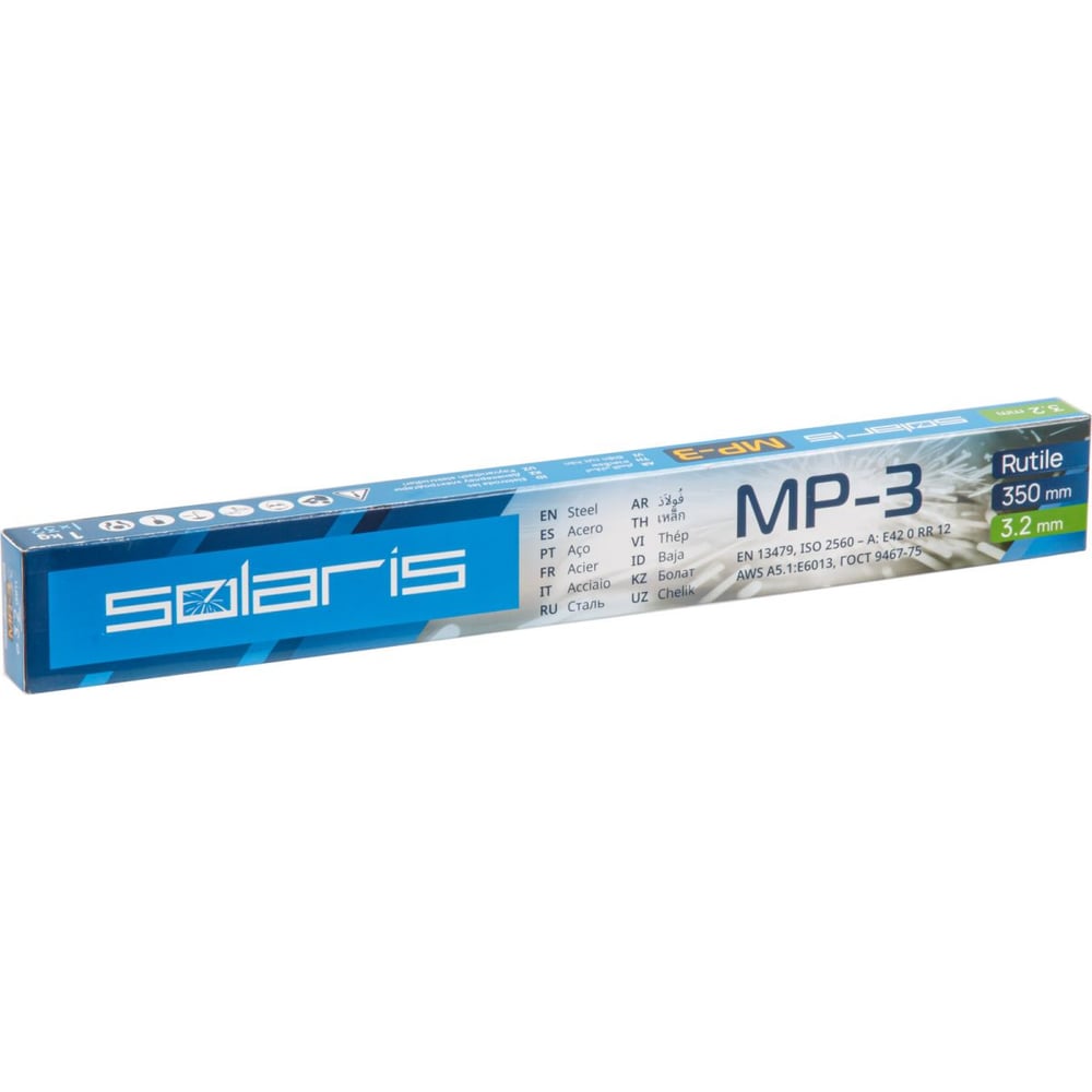 Изображение товара Электроды SOLARIS МР-3 ф 3.2мм 1кг для сварки низколегированной стали