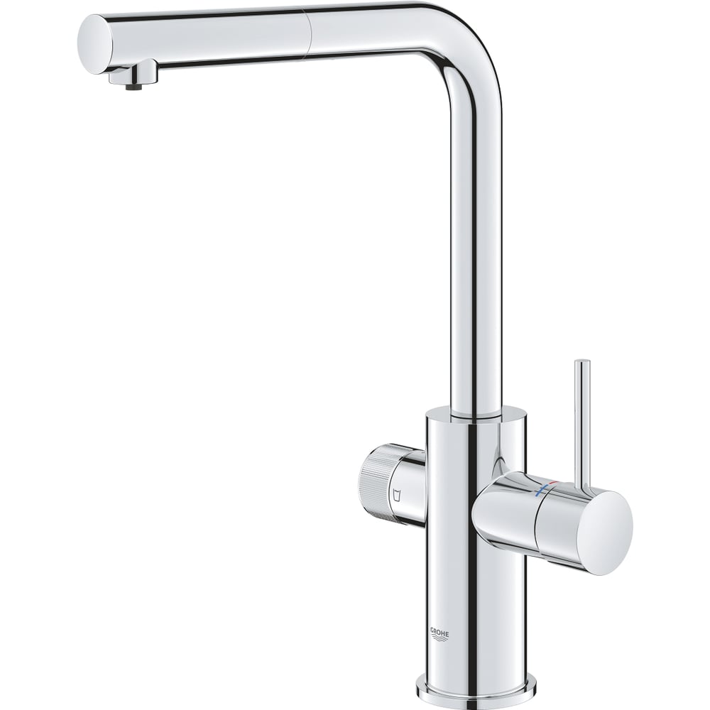 Изображение товара Смеситель для кухонной мойки Grohe Blue Pure Minta c вытяжным изливом, функцией фильтрации, без фильтра в комплекте, хром 30590000