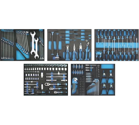 Изображение товара Набор инструментов AutoMeister в ложементах для инструментальной тележки 229 пр 71975