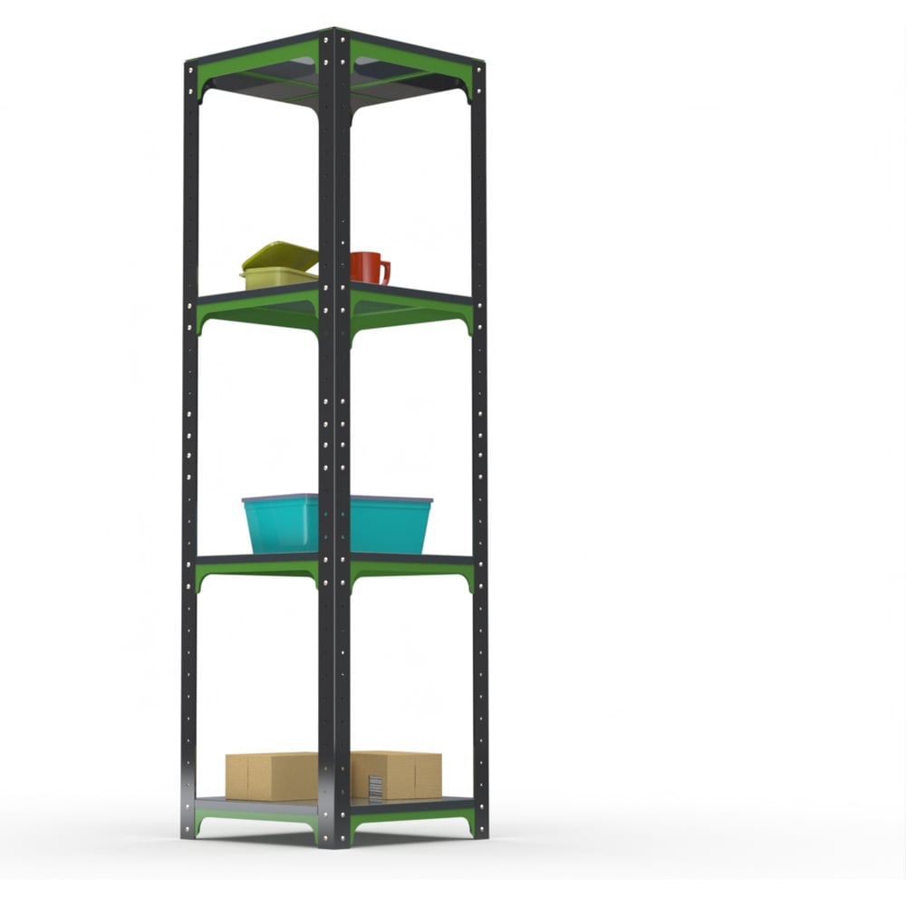 Изображение товара Стеллаж ООО Металекс Kit Comfort 1800х400х400 мм, 4 полки серо-зеленый