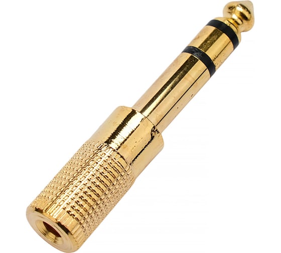 Изображение товара Аудио переходник Cablexpert Jack6.3(M) на Jack3.5(F) стерео, цвет золотой, пакет, A-63M-35F