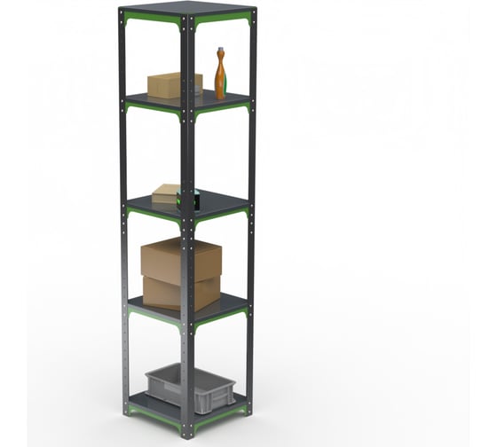 Изображение товара Стеллаж ООО Металекс Kit Comfort 1800х600х600 5-ть полок (Серо-зеленый) / 202009
