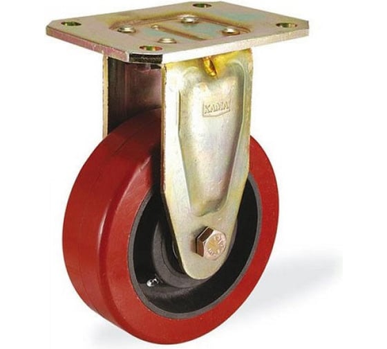 Изображение товара Большегрузная неповоротная колесная опора с площадкой KAMA 160 мм K-4107-KUR-160