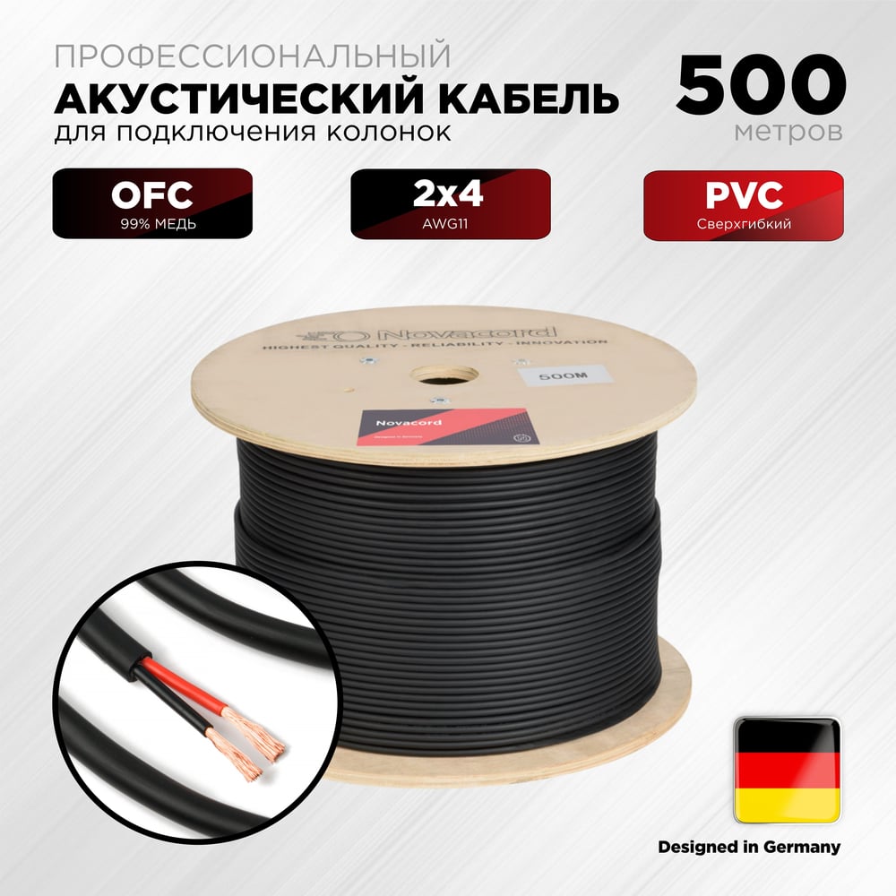 Изображение товара Акустический кабель Novacord 2x4 мм2 длиной 500 м