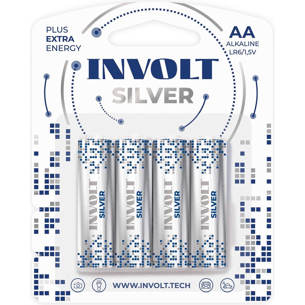 Изображение товара Батарейки INVOLT SILVER AA LR6 4 шт щелочные пальчиковые для устройств