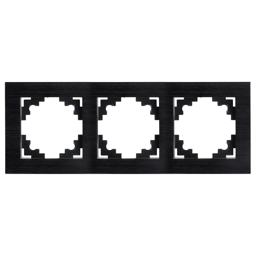 Изображение товара Рамка металлическая 3-местная серия Катрин STEKKER, черная, IP20