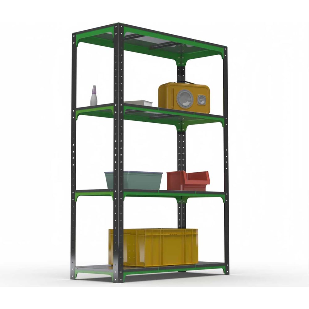 Изображение товара Стеллаж металлический Metalex Kit Comfort 2000х1200х400 4 полки Серо-зеленый