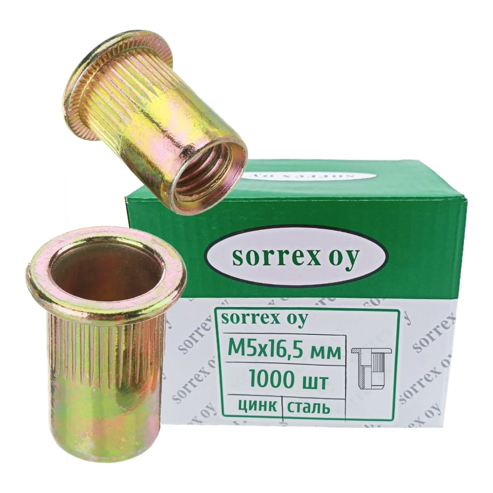 Изображение товара Заклепка гайка резьбовая SORREX M5x16,5 1000 штук для прочных соединений
