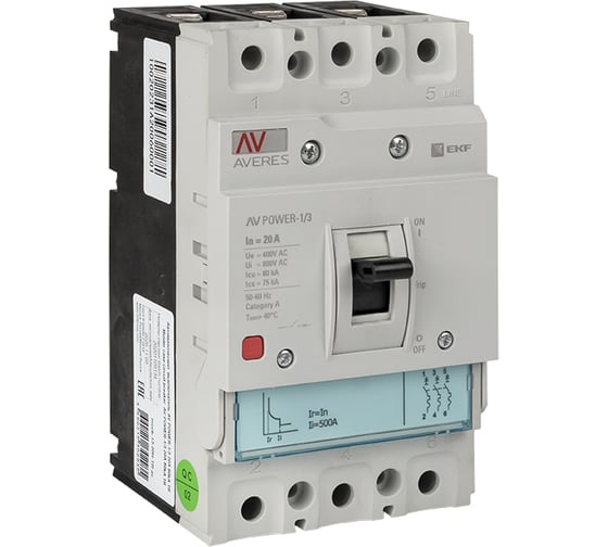 Изображение товара Автоматический выключатель EKF AV POWER-1/3 20А 80kA TR AVERES mccb-13-20H-TR-av