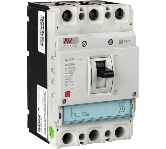Изображение товара Автоматический выключатель EKF AV POWER-2/3 250А 80kA TR AVERES mccb-23-250H-TR-av
